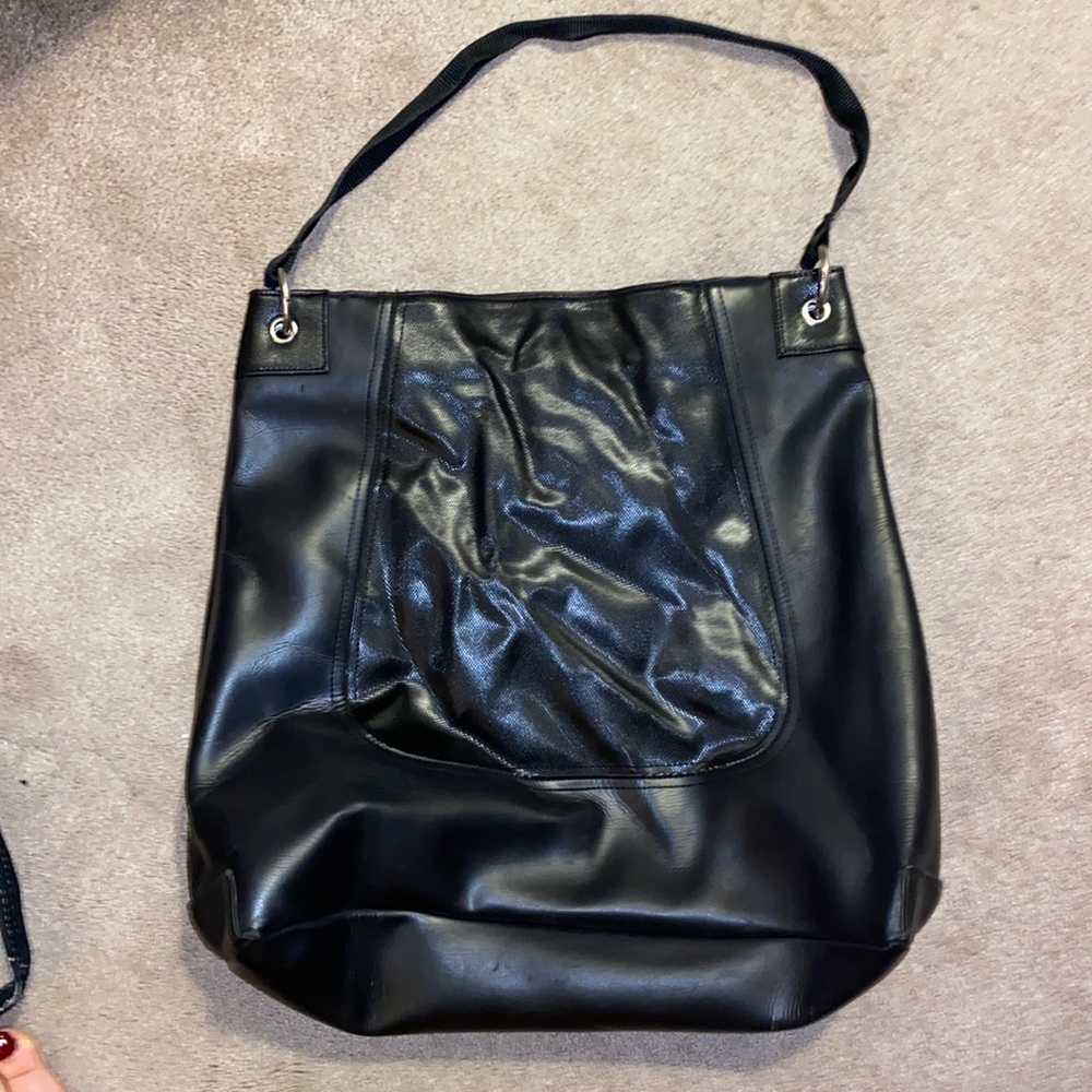 Recycled black work bag.